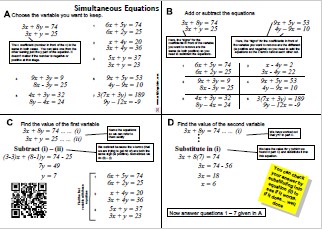 Breaking the solving of simultaneous equations into steps.